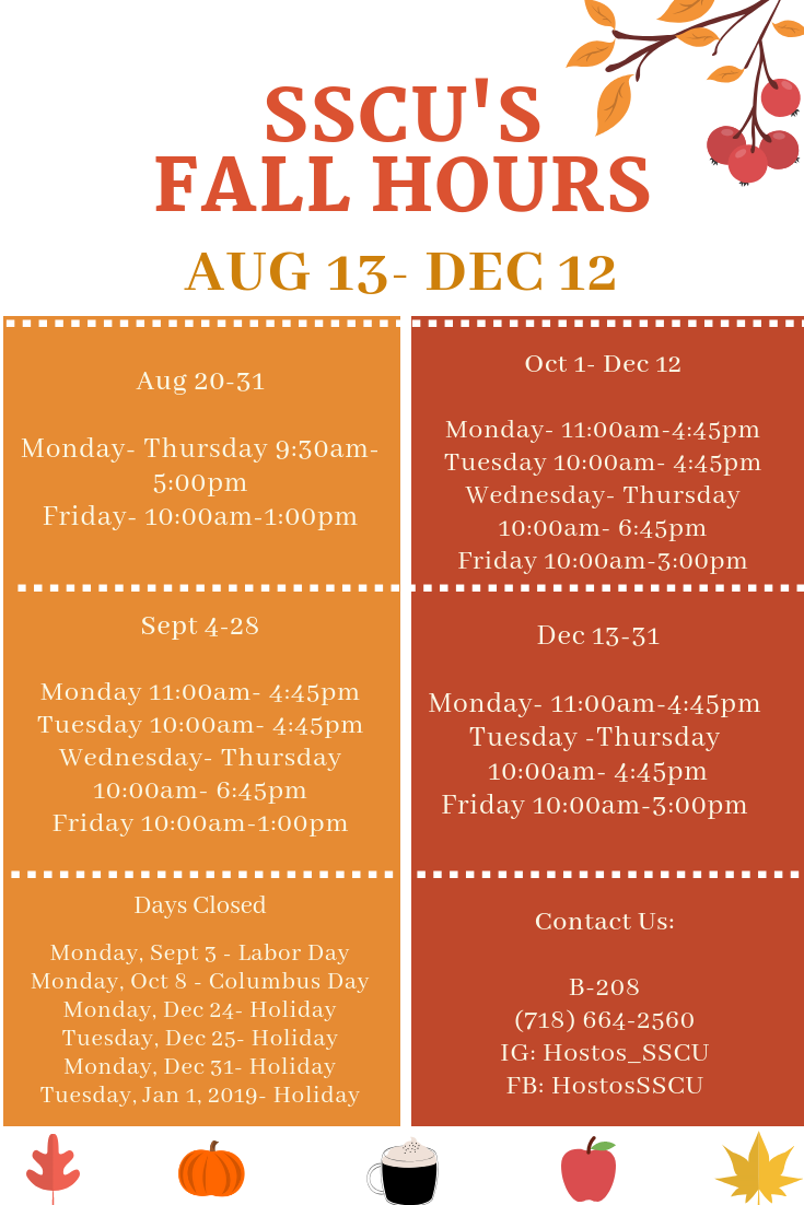 SSCU Fall Hours