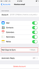 Tap 'Mail Days to Sync'