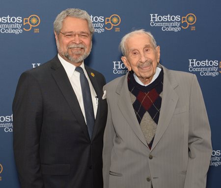 Current Hostos President Dr. David Gómez  (l.) first Hostos President Dr. Nasry Michelen (r.)