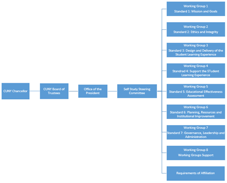 CUNY Chancellor > CUNY Board of Trustees > Office of the President > Self Study Steering Committee > Working Groups/Standards 1 thru 8, Requirements of Affiliation CUNY Chancellor > CUNY Board of Trustees > Office of the President > Self Study Steering Committee > Working Groups/Standards 1 thru 8, Requirements of Affiliation