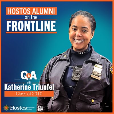 Alumna Katherine Triunfel in NYPD uniform