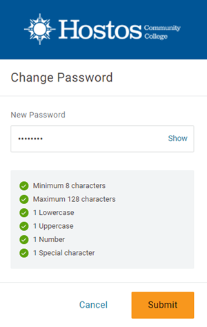 Snip image for Step 5: Enter New Password then click the Submit button
