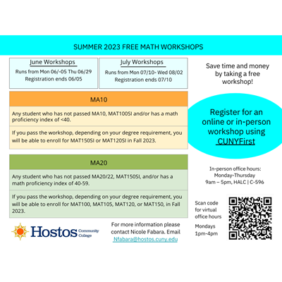 Math summer workshop dates
