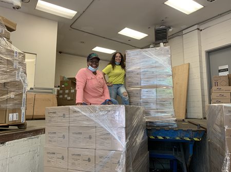 Boxes of donated food