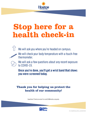 Attachment B: Signage Plan: Stop here for a health check-in