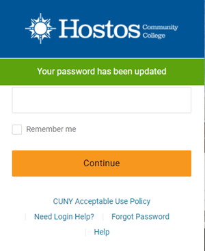 Snip image for Step 6: If the password change has been accepted, you will see the message "Your password has been updated"