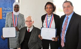 Hostos congratulates students Rokia Diabi and Oluwafemi Ligan for being awarded the prestigious 2017 Phi Theta Kappa All New York Academic awards. 2 women 2 men