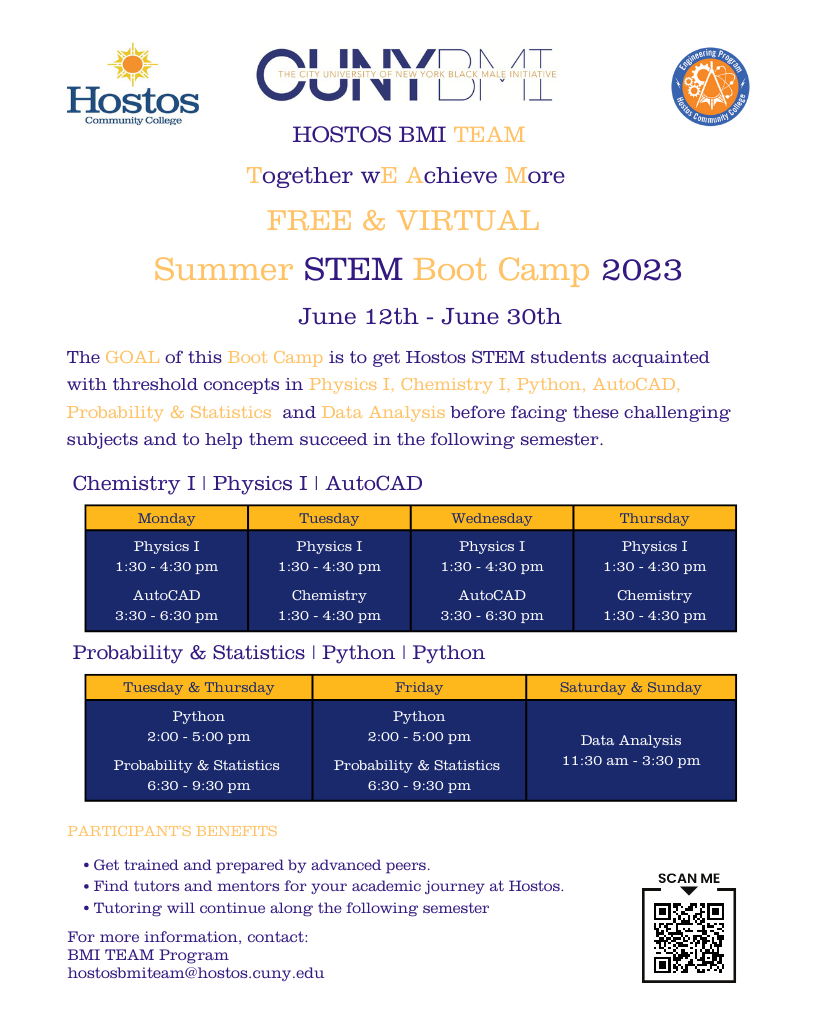 BMI Summer STEM Boot Camp - Hostos Community College